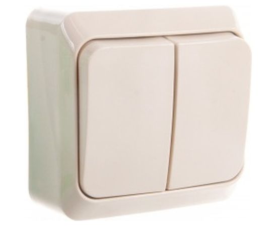 Двухклавишный выключатель Schneider Electric ОП Этюд 10А IP20 с индикацией, кремовый BA10-006K – изображение 2