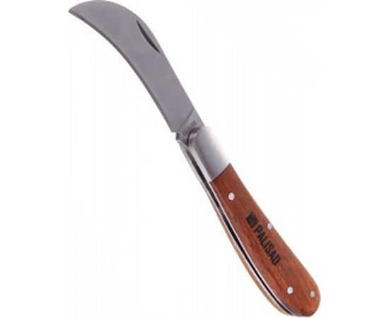 Садовый нож 170 мм, складной, изогнутое лезвие, деревянная рукоятка PALISAD 79001 – изображение 2