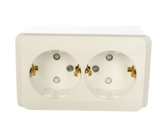 Двухместная розетка Schneider Electric ОП Этюд 16А защ. шторки, с заземлением, белая PA16-008B – изображение 2