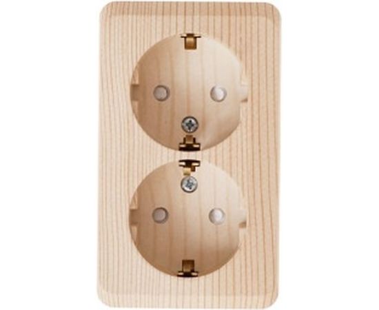 Двухместная розетка Schneider Electric ОП Этюд Дача 16А защ. шторки, с заземлением, сосна PA16-008D – изображение 2