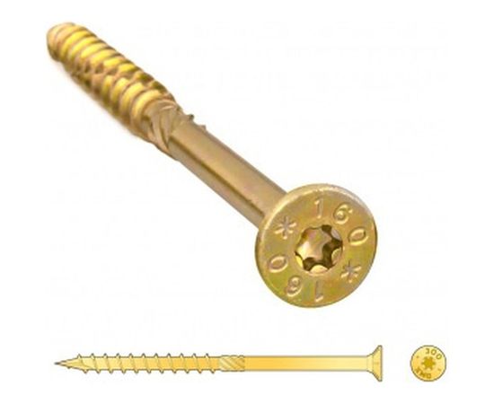 Шуруп Rusconnect CS 05080 с/нарез. д/дерева, потай, 5х80, 200 шт. Желтый цинк 310508 – изображение 2