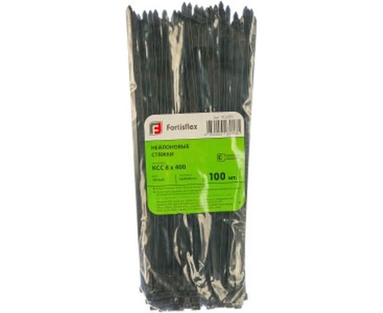Нейлоновые стяжки FORTISFLEX КСС 8х400 черный 100 штук 50285 – изображение 2