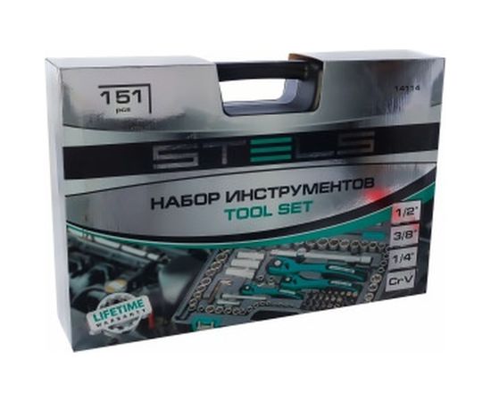 Набор инструмента 1/4", 3/8", 1/2", CrV, S2, усиленный кейс, 151шт STELS 14114 – изображение 3