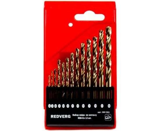 Набор сверл по металлу кобальтовые HSS-Co, 1,5-6,5 мм, 13 шт. REDVERG 6621092 