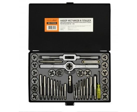 Набор метчиков и плашек М3-12 WIEDERKRAFT 40 предметов, метрическая резьба WDK-DTM3040 – изображение 2