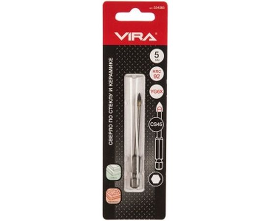 Сверло по стеклу и керамике (5 мм; 1/4HEX) VIRA 554065 – изображение 2