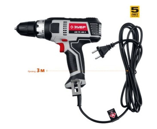 Сетевая дрель-шуруповерт ЗУБР ДШ-М1-400-2 – изображение 4