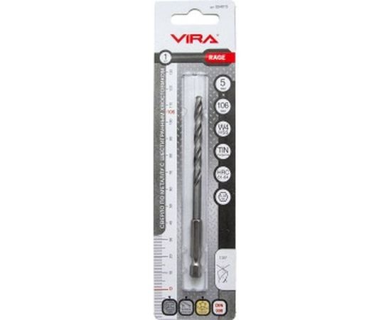Сверло W4 с шестигранным хвостовиком 5х52х106 мм RAGE Vira 554015 – изображение 6