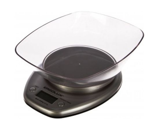 Кухонные весы ERGOLUX ELX-SK04-C03 серые металлик до 5 кг со съемной чашей 13431 