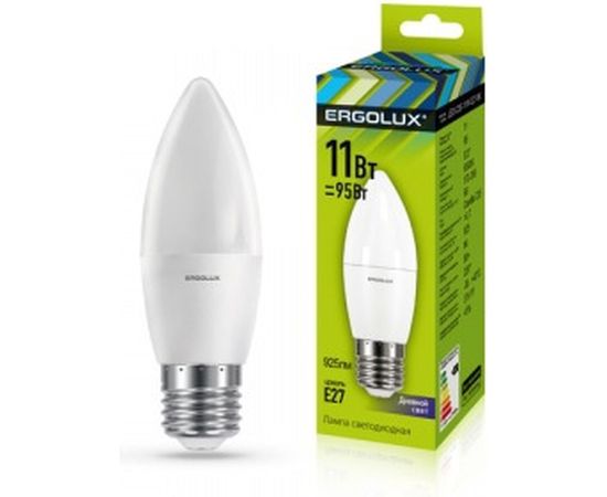 Электрическая светодиодная лампа Ergolux LED-C35-11W-E27-6K Свеча 11Вт E27 6500K 13623 