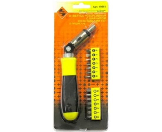 Реверсивная отвертка с шарниром со вставками 15пр. Энкор 19861 