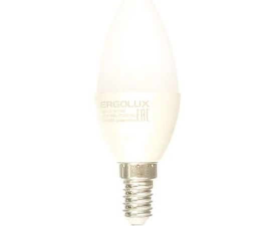Электрическая светодиодная лампа Ergolux LED-C35-7W-E14-6K Свеча 7Вт E14 6500K 172-265В 12874 