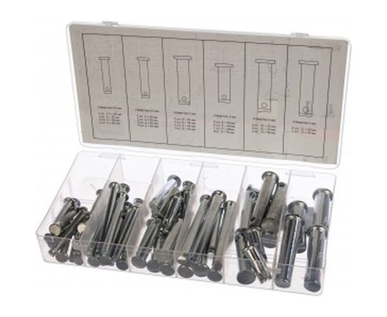 Набор штифтов с головкой и отверстием под шплинт СИБРТЕХ 60 предметов 47612 