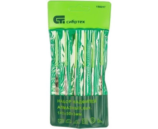 Набор алмазных надфилей 140х50х3, 6шт СИБРТЕХ 158317 