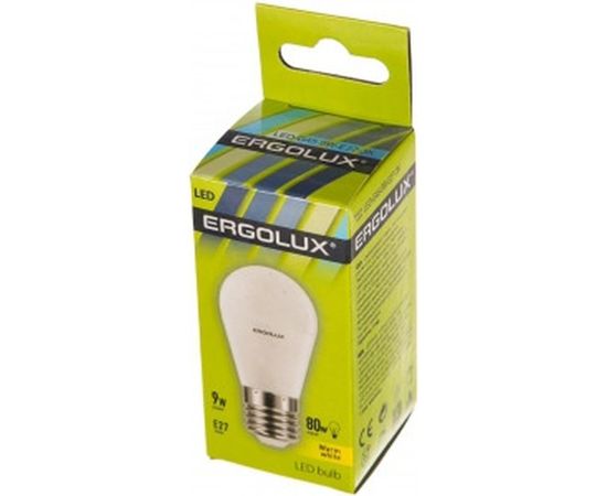 Электрическая светодиодная лампа Ergolux LED-G45-9W-E27-3K Шар 9Вт E27 3000K 172-265В 13176 – изображение 2
