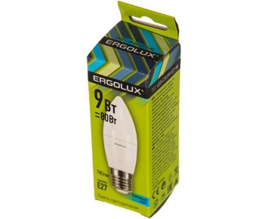 Электрическая светодиодная лампа Ergolux LED-C35-9W-E27-4K Свеча 9Вт E27 4500K 172-265В 13171 – изображение 2