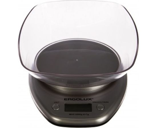 Кухонные весы ERGOLUX ELX-SK04-C03 серые металлик до 5 кг со съемной чашей 13431 – изображение 2