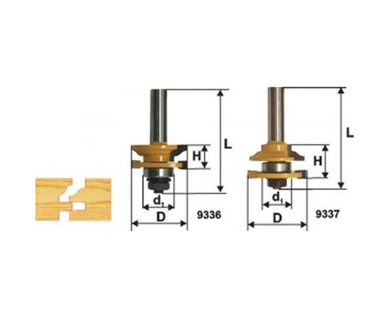 Набор фрез комбинированных рамочных (2 шт; 41.3х23 мм; R 12 мм; хвостовик 12 мм) по дереву Энкор 9340 – изображение 4