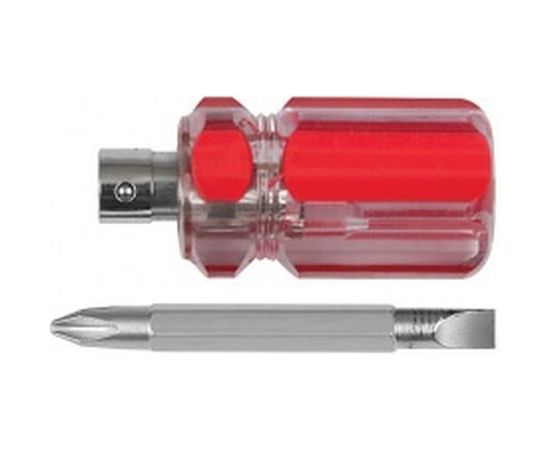 Отвертка с переставным жалом Коротыш, пластиковая красная прозрачная ручка 6x32 мм PH2/SL6 КУРС 56209 