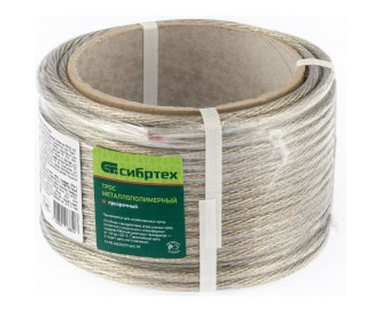 Металлополимерный трос СИБРТЕХ прозрачный ПР-6,0, 476403 