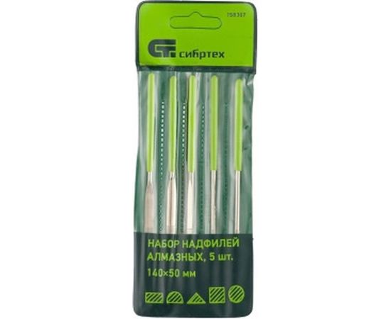 Набор алмазных надфилей 140х50х3, 5шт СИБРТЕХ 158307 