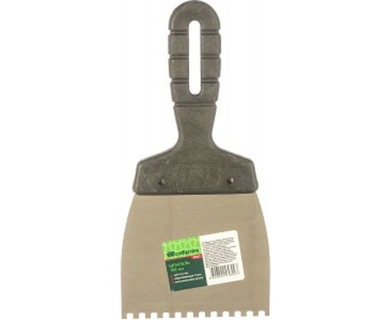 Шпатель из нержавеющей стали, 100 мм, зуб 4x4 мм, пластмассовая ручка СИБРТЕХ 85453 