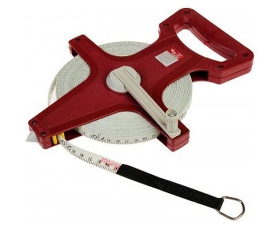 Землемерная рулетка (красный открытый корпус, фибергласовая лента 50 м) КУРС 17665 – изображение 2