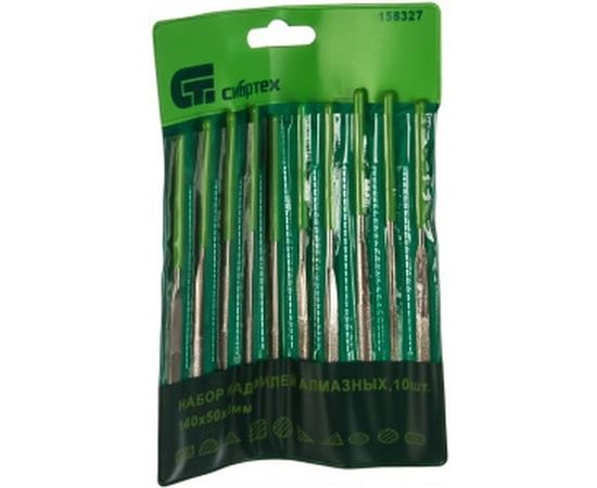 Набор алмазных надфилей 140х50х3, 10шт СИБРТЕХ 158327 – изображение 2