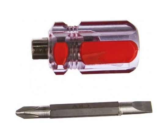 Отвертка с переставным жалом Коротыш, пластиковая красная прозрачная ручка 6x32 мм PH2/SL6 КУРС 56209 – изображение 2