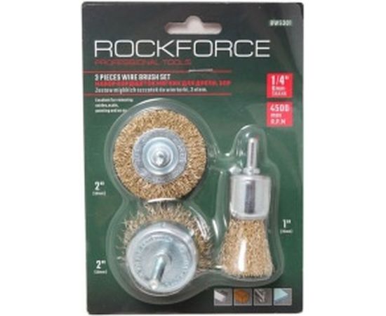 Набор кордщеток для дрели 3 шт. Rockforce RF-BWS301 