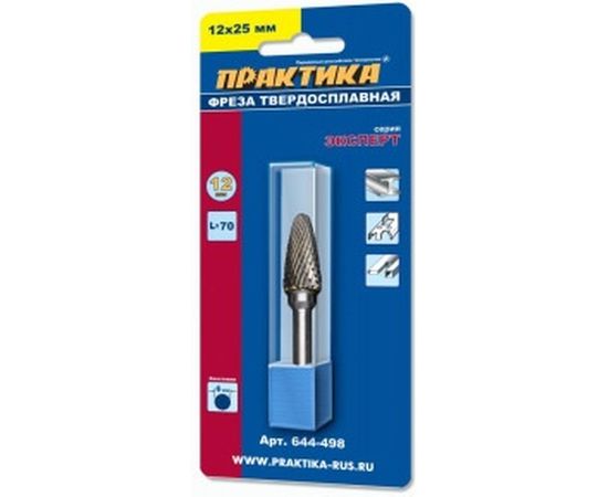 Фреза по металлу твердосплавная (12х25 мм; хвостовик 6 мм) ПРАКТИКА 644-498 
