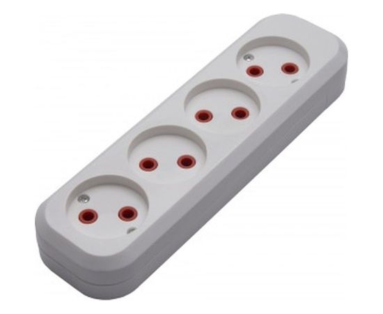 Переносная разборная розетка STEKKER 4 гнезда без заземления 250В 10A IP20 белая, PST10-400-20 39009 