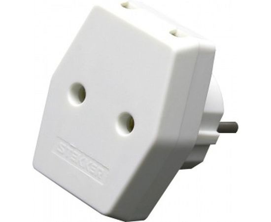 Плоский сетевой разветвитель STEKKER с заземлением, 250В, 10A, IP20, белый, ADP10-16-20 39006 