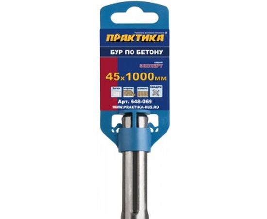 Бур КВАДРО по бетону (45х1000 мм; SDS-MAX) ПРАКТИКА 648-069 – изображение 2
