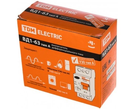 Устройство защитного отключения TDM ВД1-63 2Р 16А 30мА тип А SQ0203-0074 – изображение 2