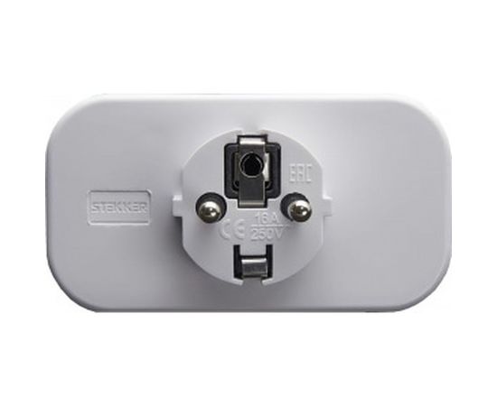 Сетевой разветвитель STEKKER на 2 выхода с/з, 250В,16A, белый ADP16-22-20 39023 – изображение 2