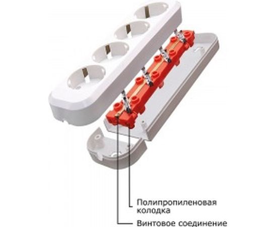 Переносная разборная розетка STEKKER 4 гнезда без заземления 250В 10A IP20 белая, PST10-400-20 39009 – изображение 3