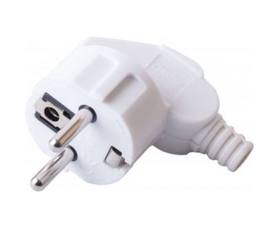 Угловая вилка STEKKER с заземляющим контактом, пластик 250В, 16A, IP20, белая, PPG16-41-202 32850 