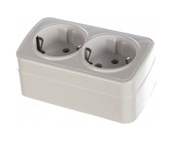 Накладная двухместная розетка STEKKER с заземл АВS 250В 16А IP20 серия Basic PST16-502-20 39034 