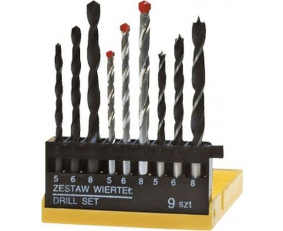Набор сверл металл/бетон/дерево (9 шт; 5-8 мм) Top Tools 60H009 