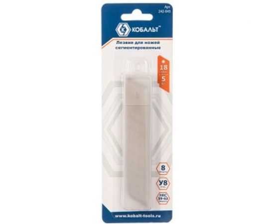 Лезвия сменные для ножей (18 мм; 8 сегментов) 5 шт. КОБАЛЬТ 242-045 