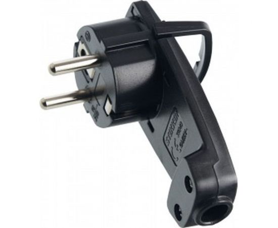 Угловая вилка STEKKER плоская с кольцом, с заземлением, 250В,16A, IP20, черная, PPG16-45-202 39040 