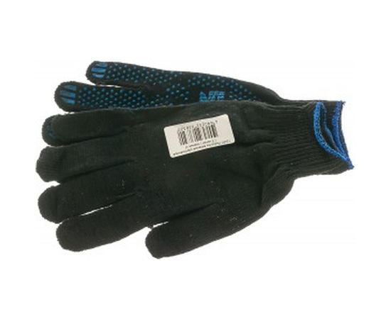 Вязаные утепленные перчатки РОС черные, х/б с ПВХ 12497 – изображение 2