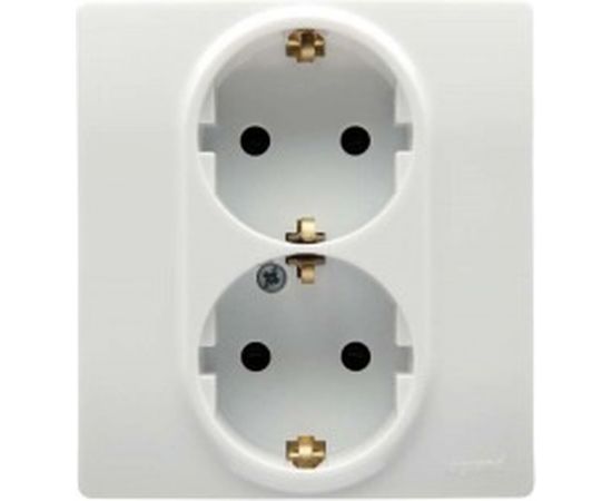 Розетка Legrand 2-м СП Etika защитные шторки, с заземлением, белая Leg 672233 1066918 