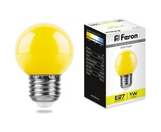 Светодиодная лампа FERON 1W 230V E27 желтый, LB-37 25879 