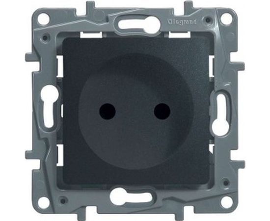 Механизм розетки Legrand 1-м СП Etika 2К+З защитные шторки, антрацит Leg 672622 437654 
