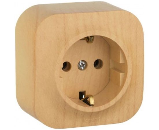 Розетка Legrand 1-м ОП Quteo 16А с заземлением, дерево Leg 782271 263639 