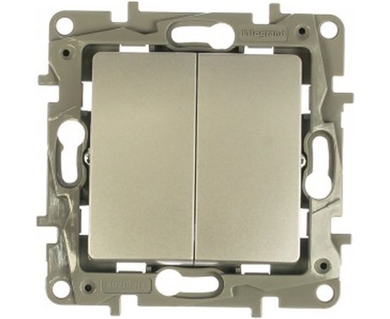 Механизм выключателя Legrand 2-клавишный СП Etika 10АX безвинтовые зажимы алюминий Leg 672402 