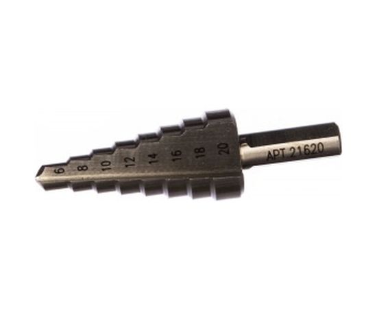 Сверло ступенчатое (6-20 мм; 8 ступеней; шаг 2 мм; ход 4.5 мм) по металлу Энкор 21620 