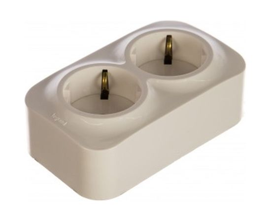 Розетка Legrand 2-м ОП Quteo 16А угол 45град., защитные шторки, с заземлением, белая Leg 782223 255241 